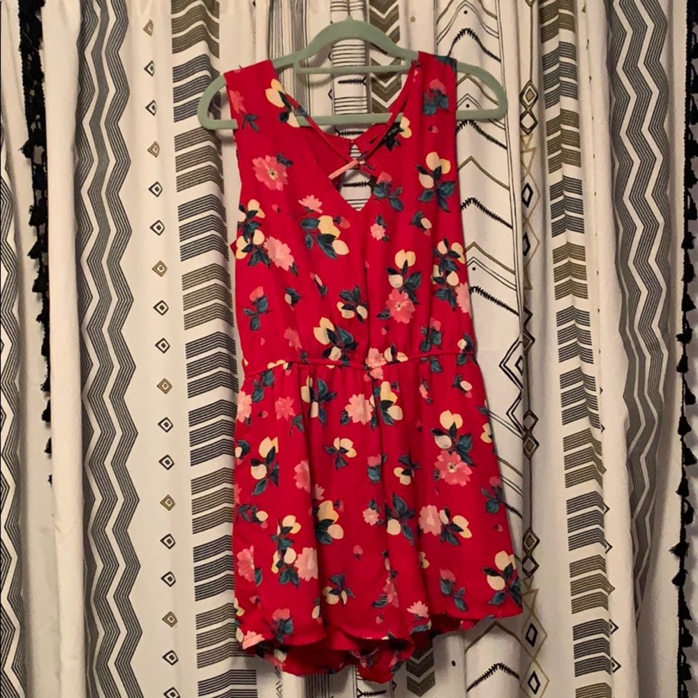 Red Floral Romper